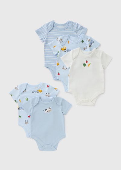 5 Pack Baby Blue Transport Bodysuits (Newborn-23mths)