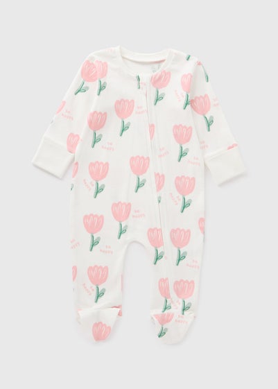 Baby Cream Tulip Zipped Sleepsuit (Newborn-18mths)