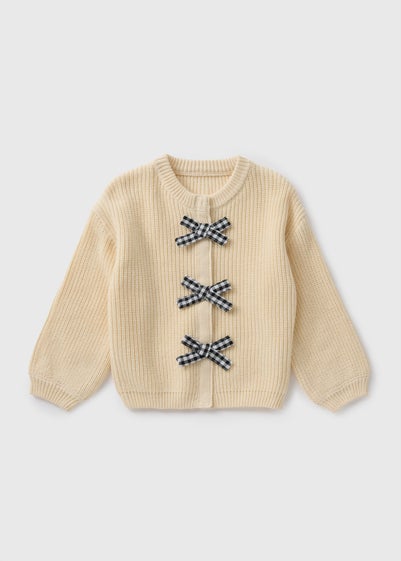 Girls Cream Bow Knit Cardigan (1-7yrs)