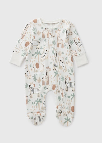 Cream Zipped Safari Sleepsuit (Newborn-18mths)