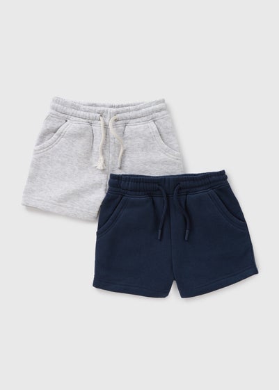 2 Pack Boys Navy & Grey Jogger Shorts (1-7yrs)