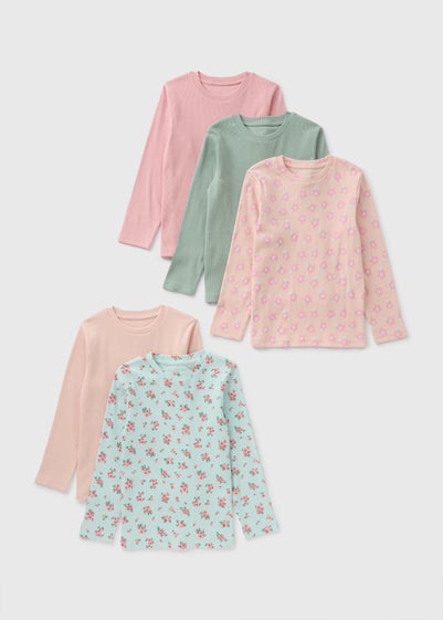 5 Pack Girls Floral Long Sleeve Tops (1-7yrs)