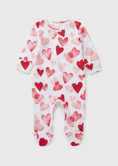 Baby Cream Heart Valentine Sleepsuit (Newborn-18mths)