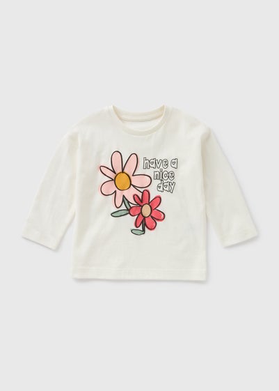 Girls Cream Flower Long Sleeve Top (1-7yrs)