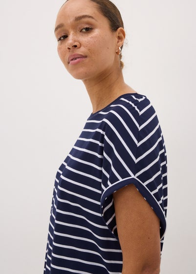 Navy Stripe Longline T-Shirt