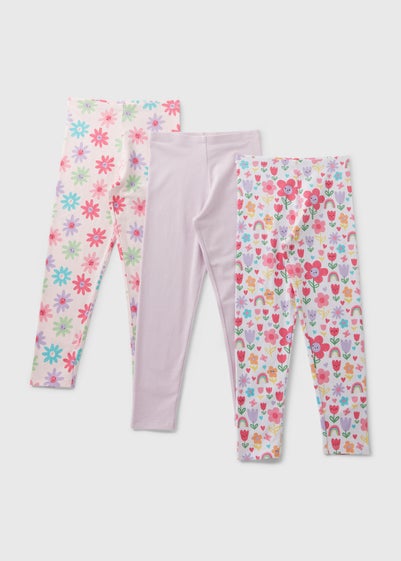 3 Pack Girls Pink Fun Leggings (1-7yrs)