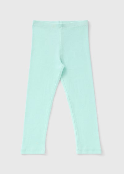 Girls Green Ribbed Leggings (1-7yrs)