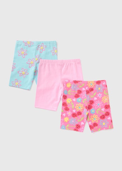 3 Pack Girls Cherry Flower Shorts (1-7yrs)