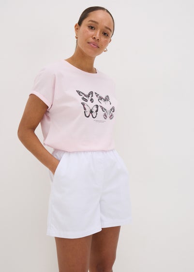 White Cotton Paper Bag Shorts