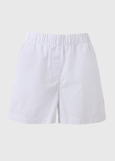 White Cotton Paper Bag Shorts