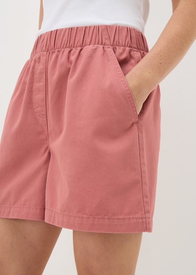 Pink Cotton Paper Bag Shorts