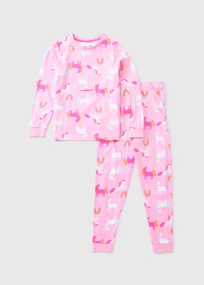 Girls Pink Unicorn Pyjama Set (1-13yrs)