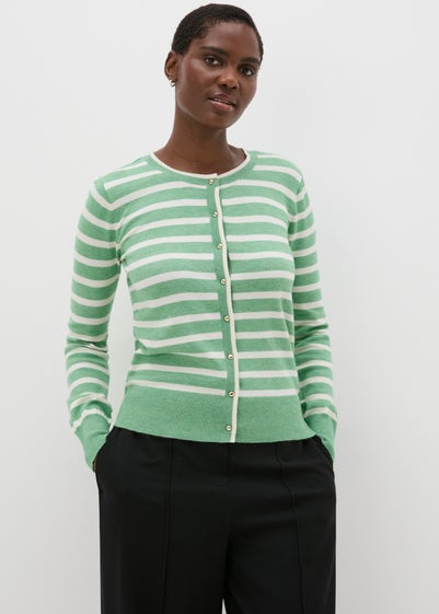 Et Vous Green Stripe Knit Cardigan