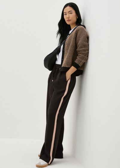 Et Vous Black Side Stripe Wide Leg Trousers