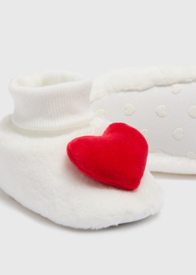 Baby White Heart Valentines Sock Boots (Newborn-18mths)