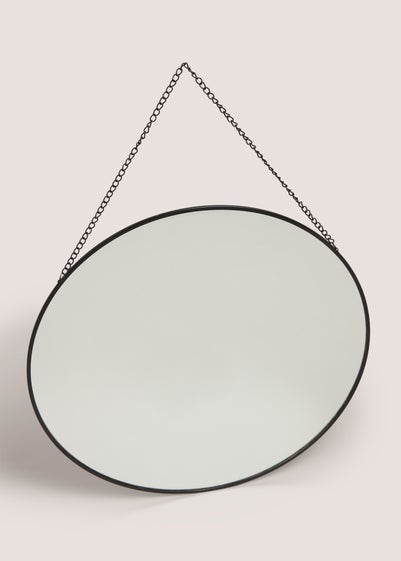 Round Mirror with Black Chain (40cm x40cm x1cm)