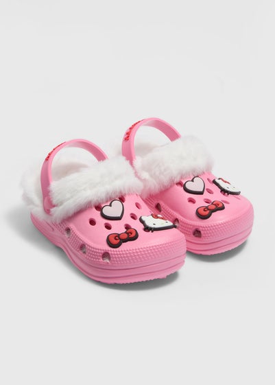 Hello Kitty Kids Pink Faux Fur Clogs (Young 6-Older 13)