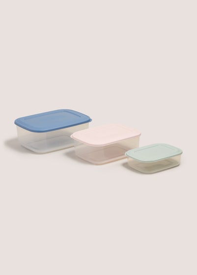 3 Pack Multicolour Rectangle Food Containers