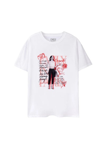 Emily In Paris White Mono Typography Short-Sleeved T-Shirt