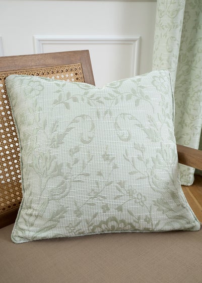 Curtina Marple Jacquard Green Filled Cushion (43cm x 43cm)