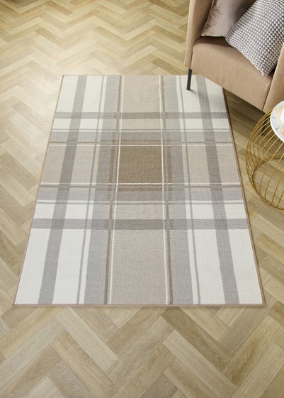 Fusion Balmoral Check Non-Slip Natural Washable Rug