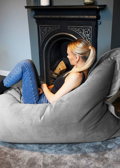 rucomfy Velvet Extra Large Squarbie Pebble Grey Beanbag