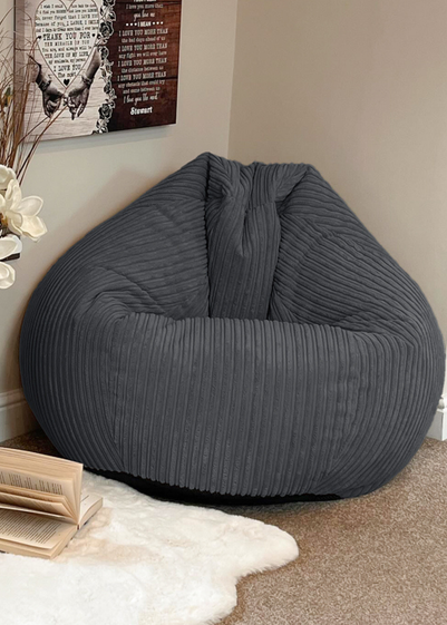 rucomfy Jumbo Cord Slouchbag Slate Grey Beanbag