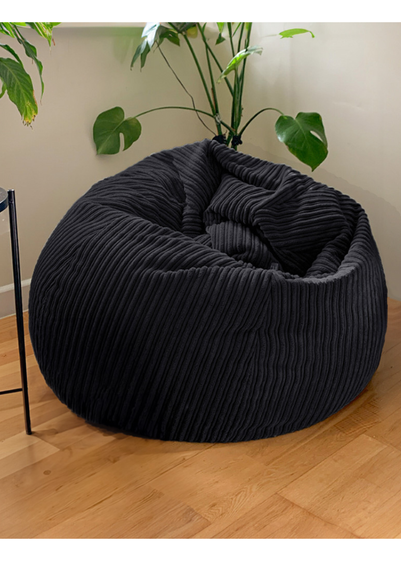 rucomfy Jumbo Cord Slouchbag Black Beanbag