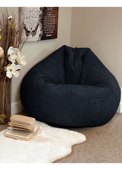 rucomfy Jumbo Cord Slouchbag Navy Blue Beanbag