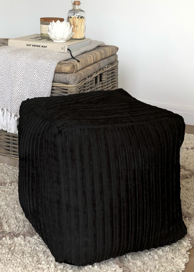 rucomfy Jumbo Cord Cube Black Beanbag