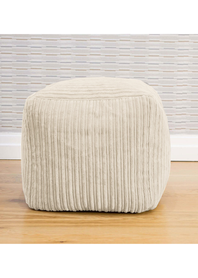 rucomfy Jumbo Cord Cube Ivory Beanbag