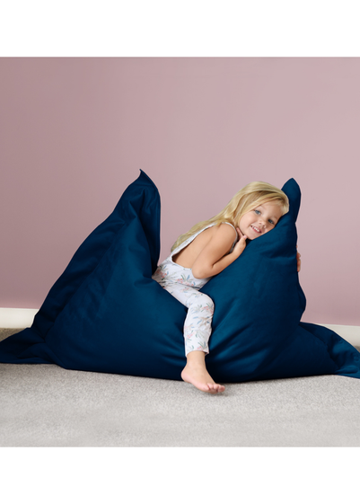 rucomfy Velvet Junior Squarbie Peacock Blue Beanbag