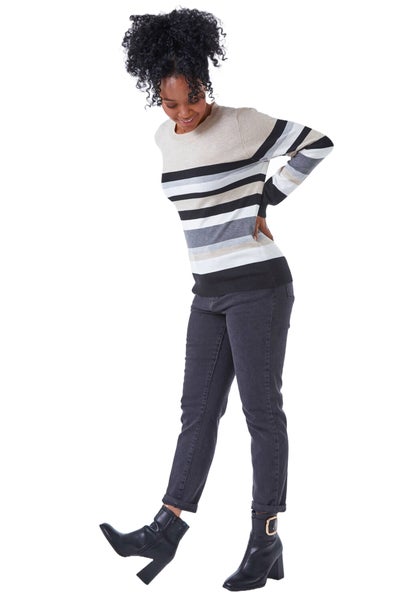 Roman Stone Petite Stripe Round Neck Jumper