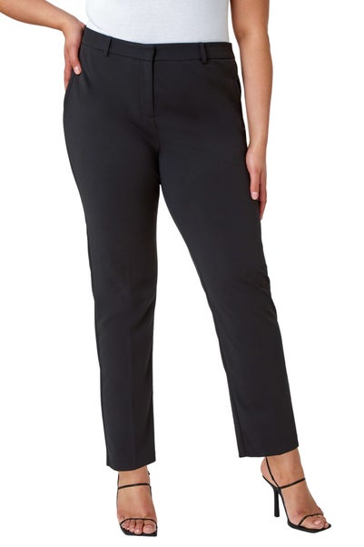 Roman Black Curve Straight Smart Trousers