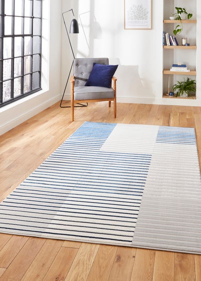 Think Rugs Apollo Navy Modern Linear Rug