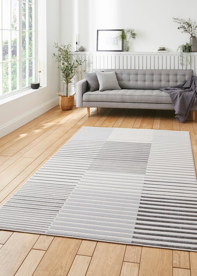 Think Rugs Apollo Ivory Modern Linear Rug