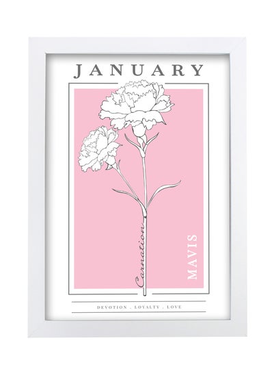 Personalised Memento Company White Birth Flower A4 Framed Print