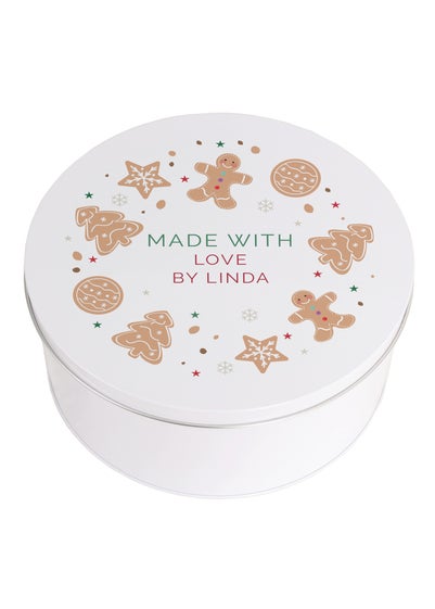 Personalised Memento Company White Christmas Cookies Cake Tin