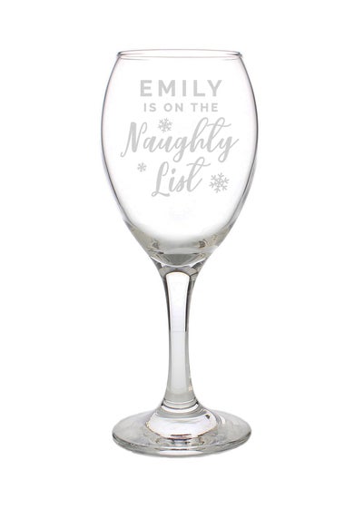 Personalised Memento Company Clear I'm On The Naughty List Wine Glass