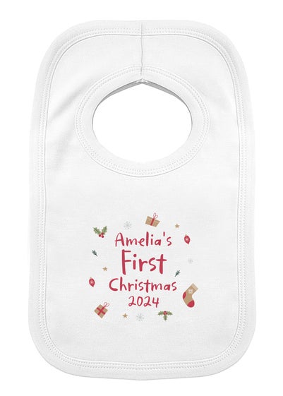 Personalised Memento Company White First Christmas Bib