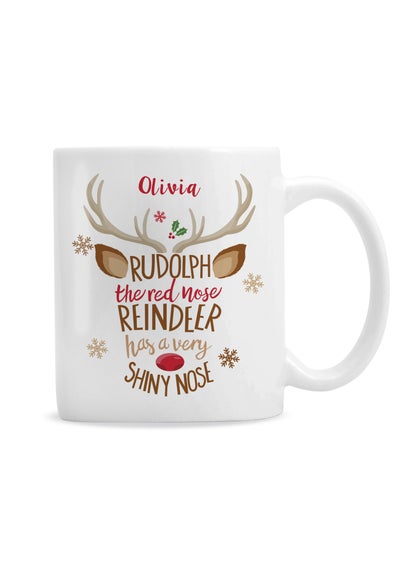 Personalised Memento Company White Rudolph the Red-Nosed Reindeer Mug