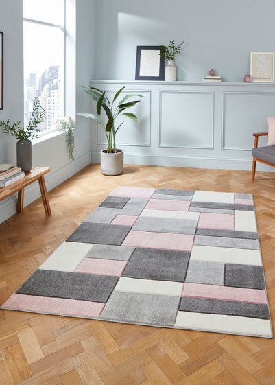 Think Rugs Matrix Pink Geometric Rug