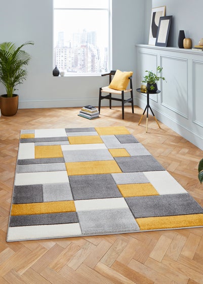 Think Rugs Matrix Yellow Geometric Rug