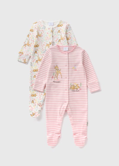 Disney 2 Pack Baby Pink Bambi Sleepsuits (Newborn-18mths)