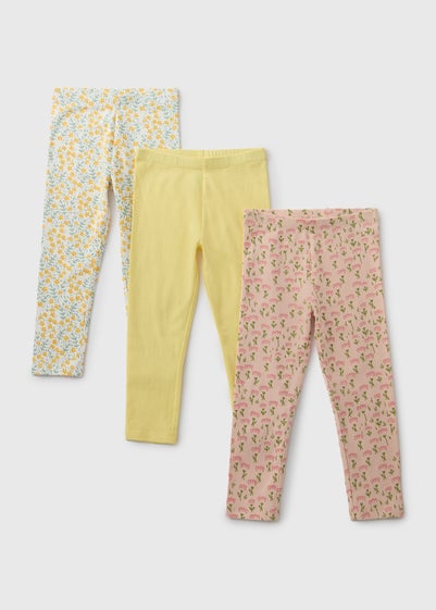 3 Pack Multicolour Floral Leggings (1-7yrs)