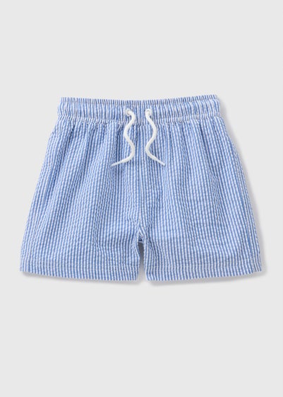 Boys Blue Stripe Seersucker Swim Shorts (1-7yrs)