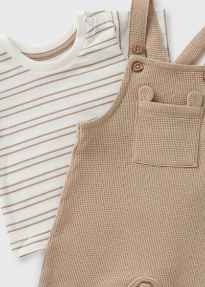 Baby Beige Stripe Knit Dungaree Set (Newborn-23mths)