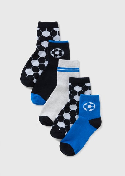 5 Pack Boys Blue Football Socks (Younger 6-Older 6.5)