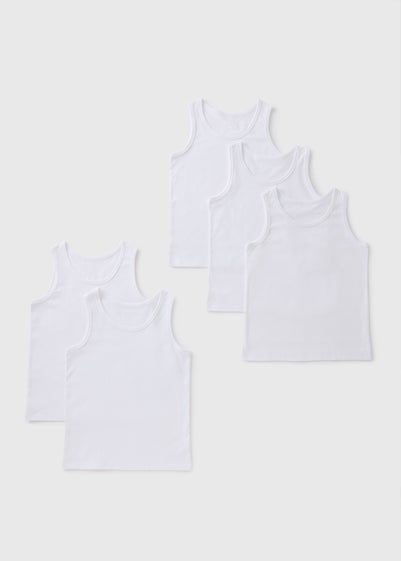 5 Pack Boys White Vests (2-13yrs)