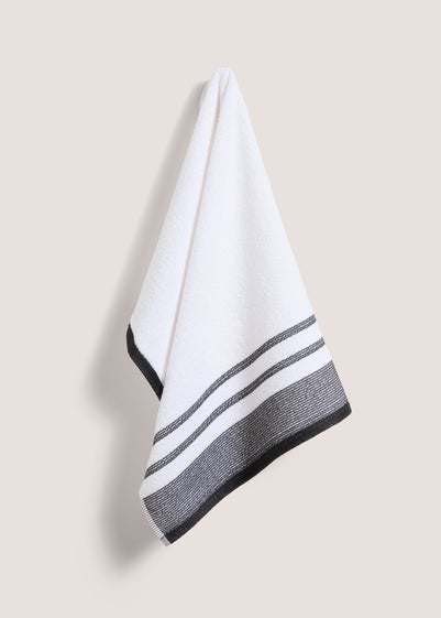 White Mono Border Towel